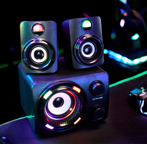 Set 2 Cornetas Speaker Con Bajo Subwoofer Gaming Aux In