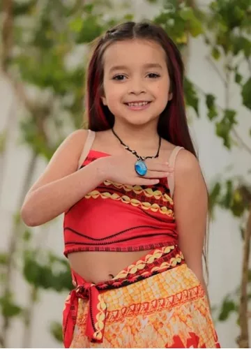 Fantasia Infantil Moana Com Colar Roupa Menina Carnaval