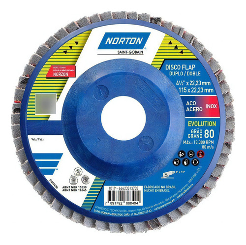 Disco de solapa R822 Evolution 115 x 22,23 mm G80 - Norton