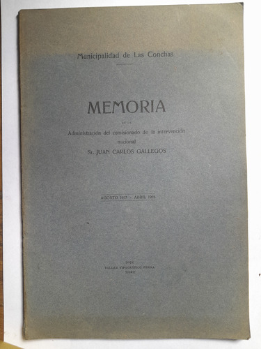 Memoria Municipalidad De Las Conchas Tigre 1918 D7