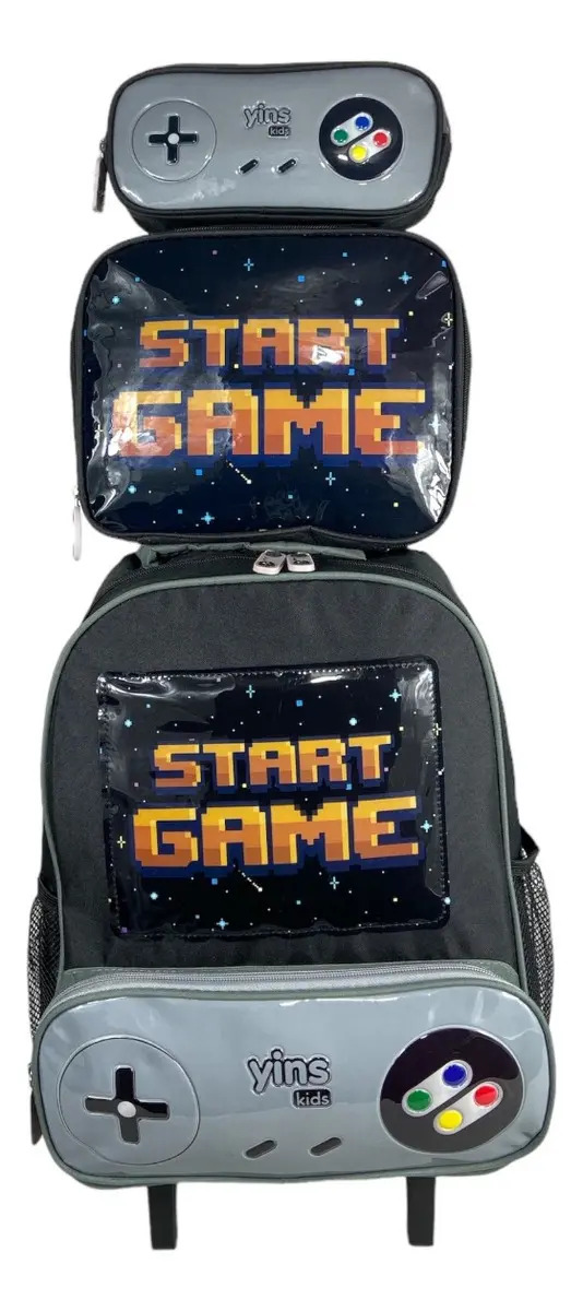 Mochila Passeio Yin's Cor Cinza Design Videogame