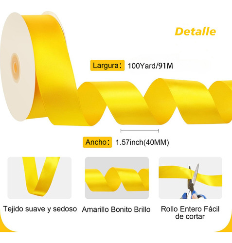 Rollo De Listón Satinado Para Decoración Ancho 4cm