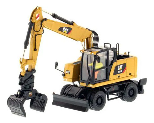 Ruedas de excavadora en miniatura fundidas a presión Caterpillar M318f M85508, color amarillo