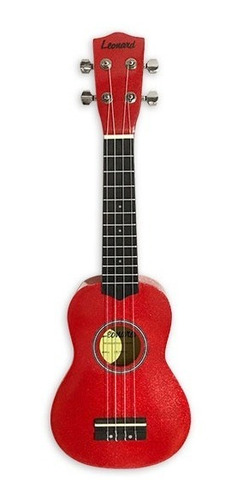 Imagen 1 de 4 de Ukelele Soprano Con Funda Leonard Uk15 Rojo Sparkle