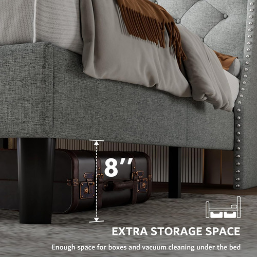 Base De Cama Ipormis King Size Con Puerto Usb Gris Claro