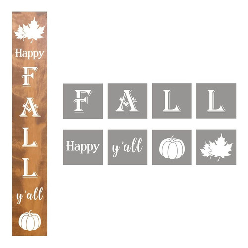 Plantilla Grand Happy Fall Y'all 8 Vertical Letrero Hoja