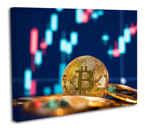 Cuadro Lienzo Canvas 45x60cm Bitcoin Foto Enfoque Moderno