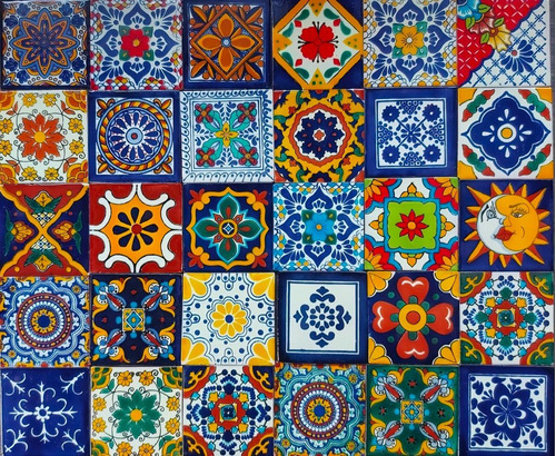 80 Piezas Azulejo Talavera 10cm Diferentes Colores Confeti 