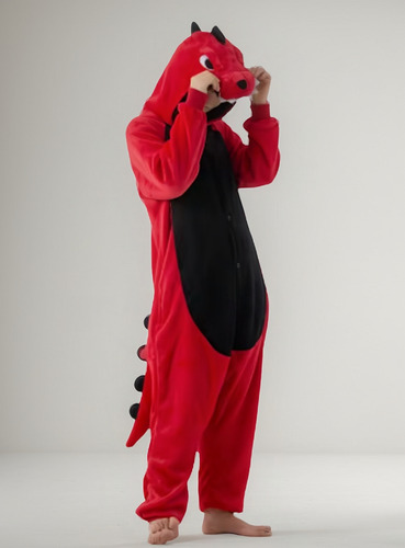 Pijama Mameluco Dinosaurio Rex Rojo Cosplay Disfraz Adulto