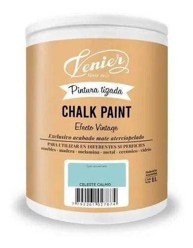 Chalk Paint Venier Tizada 8 Colores X 1 Litro Color Celeste Calmo