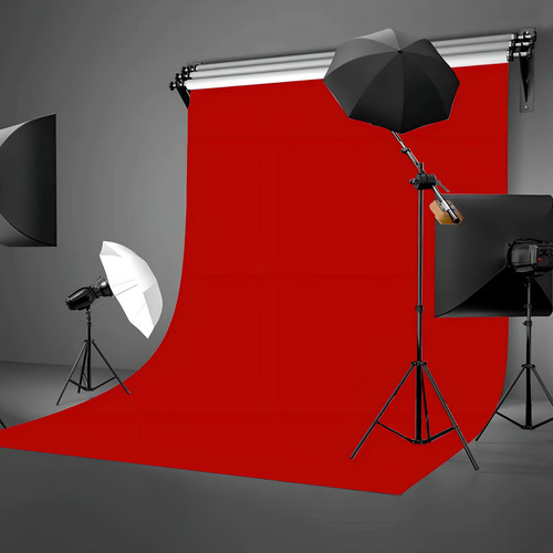 Tecido De Fundo Infinito 3.0x3.6m Algodão Vermelho Estúdio Desenho impresso Liso