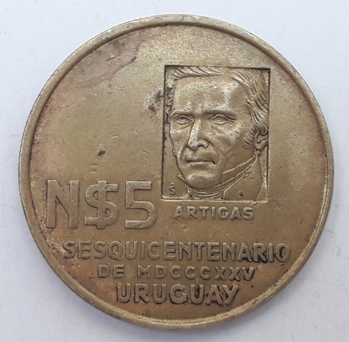 * Uruguay Moneda Conmemorativa 5 $ Año 1975. Km# 65