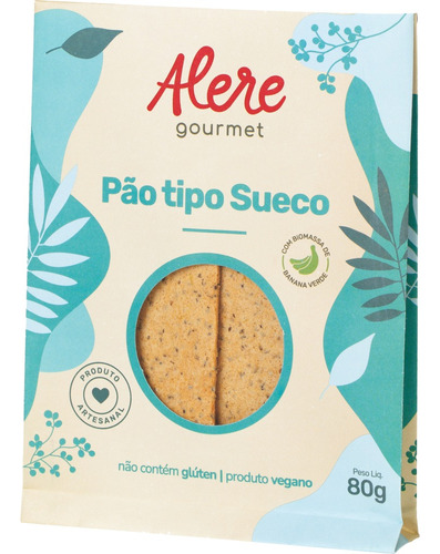 Kit 3x: Pão Sueco C/ Biomassa De Banana Sem Glúten Alere 80g