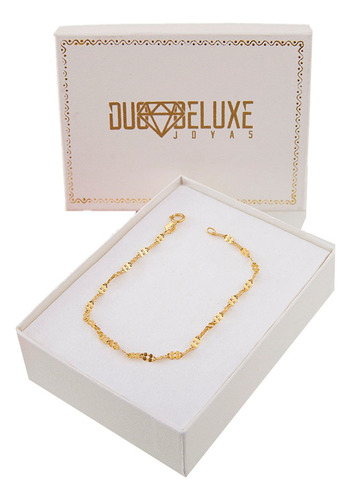 Pulsera Mujer Trebol 2mm Plata Baño Oro 24k Duodeluxejoyas®