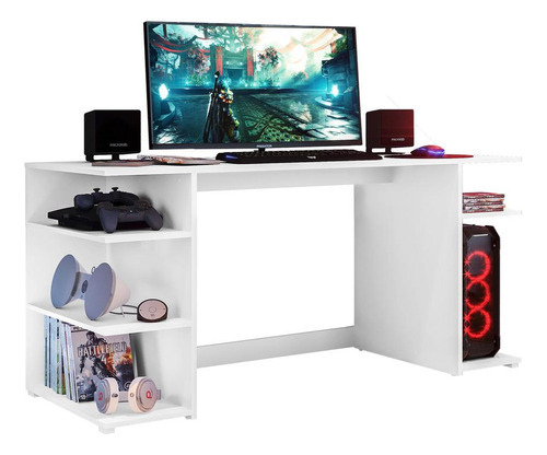 Mesa Gamer Escrivaninha Guilda Multimóveis V3564 Cor Branco