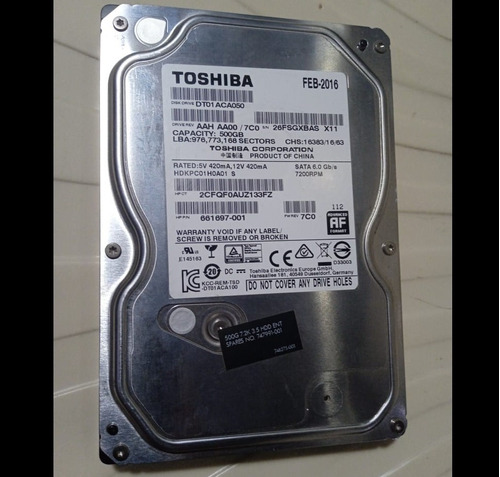 Disco Rigido Duro 3.5 Toshiba Sata 500gb Dt01aca050