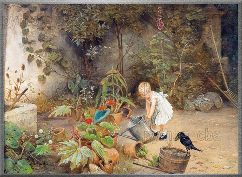 Cuadro El Pequeño Jardinero - Carl Fröschl - Año 1878