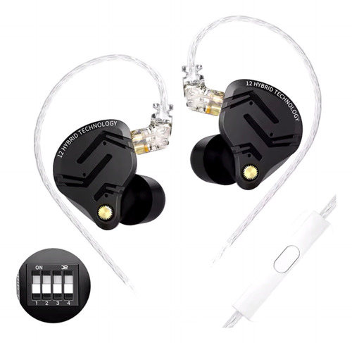 Kz Zs12 Pro X Auricular Metálico 1dd + 5ba Hifi Tuning Mic