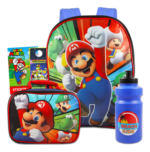 Mario Shop Mochila Super Mario Con Lonchera Para Ninos, Paqu