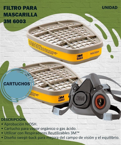 Imagen 1 de 1 de Filtro Para Vapores Orgánicos/ Gases Acidos 6003