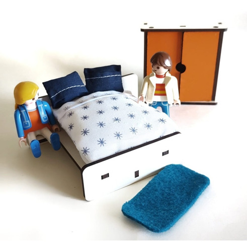Imagen 7 de 10 de Casitas Muñecas Madera P Playmobil Paredes Iman Muebles