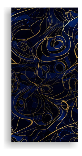 80x40cm Cuadro Decorativo Estampado Azul Oscuro Y Efecto Vis