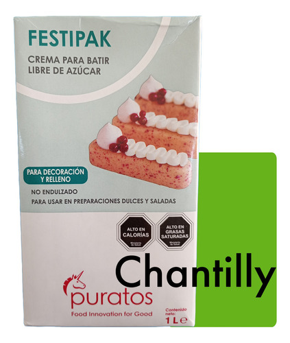 Crema Chantilly Vegetal Festipak Puratos 1lt Sin Azucar