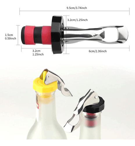 6pcs Tapones De Vino Reutilizables, Tapones De Silicona...