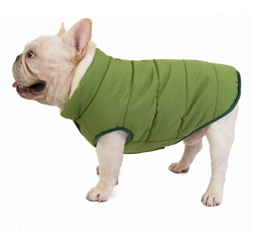 Ropa Capa Abrigo Perro Mascota Impermeable Forro Polar Verde