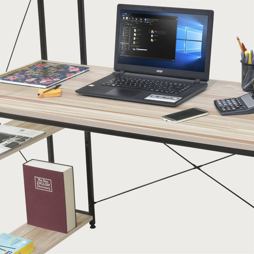 Escritorio Oficina Repisa Para Computadora Estilo Industrial Beige