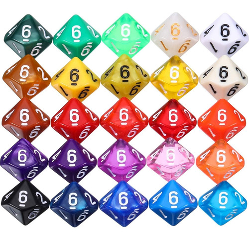 Tecunite - Juego De 25 Dados Poliédricos Con Funda Negra Par