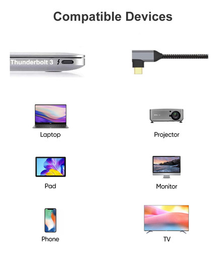 Cablecreation Cable Usb C A Hdmi En Ángulo Recto Adaptador T