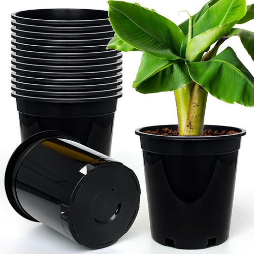 Maceta De Plastico De 19 Cm Con Agujeros Drenaje Negro 15 Pz
