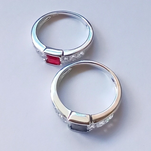 Imagen 2 de 10 de Anillo Plata 925 Cubic Zircon Cuadrado Garantía Escrita