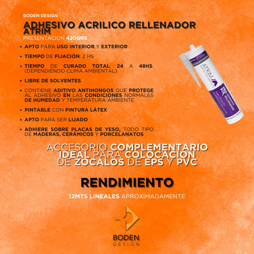 Adhesivo Rellenador Profix 500 Zócalos Eps Pvc Atrim 420grs