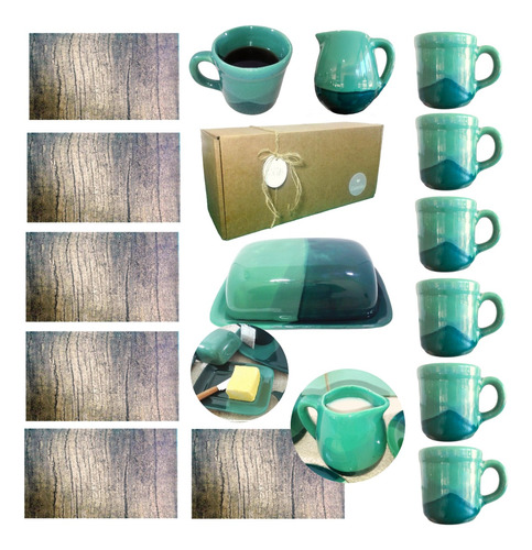 Set Desayuno Taza Caja Kit Artesanal Cerámica Regalo Kvjp063