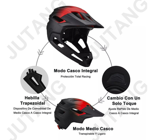 Casco de bmx Jutang cascos para bicicleta Casco mtb fox color rojo