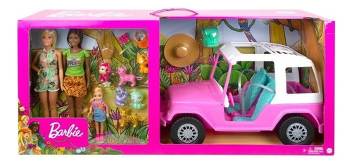 Muñecas Barbies Amigos Excursion En La Selva Carro Mascotas