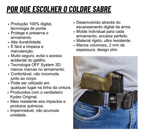 Coldre + Porta Carregador Sabre Original G23 Gen 3/4 Canhoto