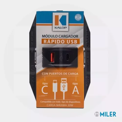 Modulo Cargador Rapido Toma Usb A + Usb C 30w Kalop