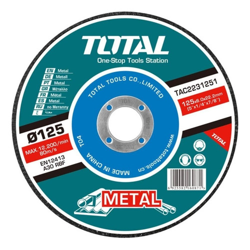 Disco Desbaste Metal Abrasivo 126x6x22.2mm Total Tac2231251