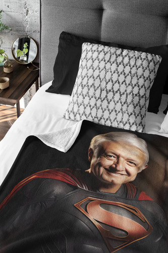 Cobija Frazada Matrimonial Amlo Superman Héroe Manta Suave