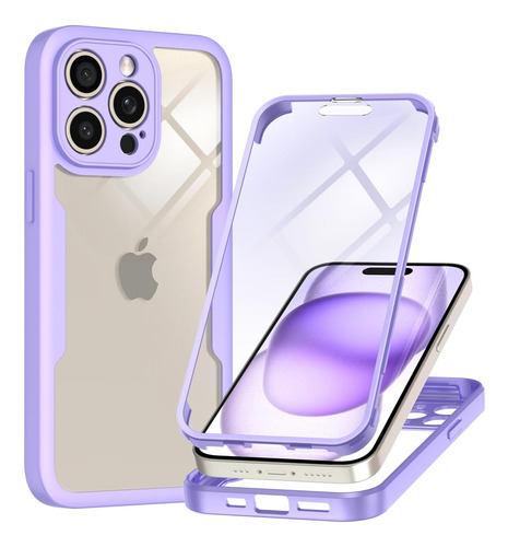 Funda Y Protector Compatible Con iPhone 15 Pro Purpura