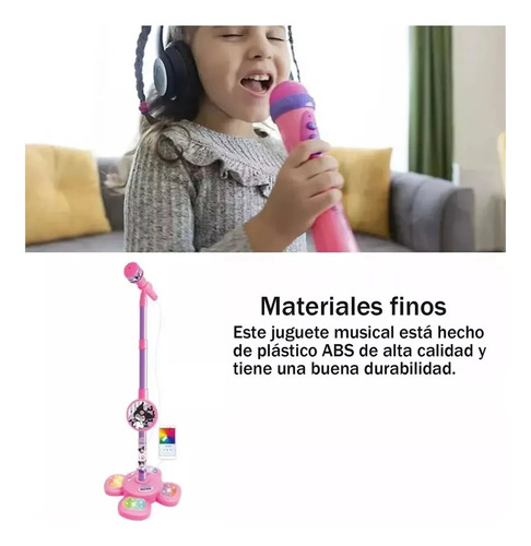 Infantil Karaoke Micrófono Juguete Con Base Bocina Luces