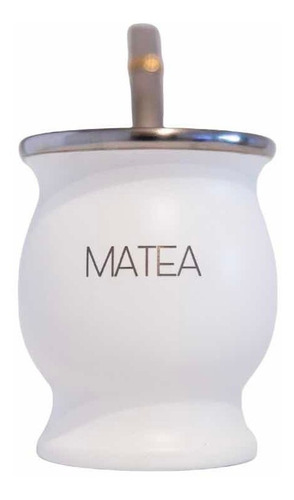 Mate Acero Térmico White Premium + Bombilla Acero Inoxidable