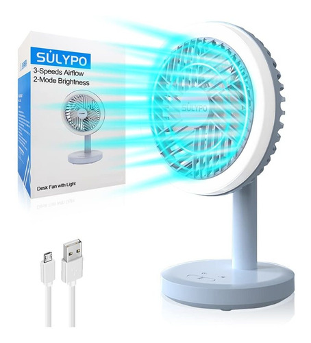 Sulypo Ventilador De Escritorio Usb Con Linternas, Mini Vent