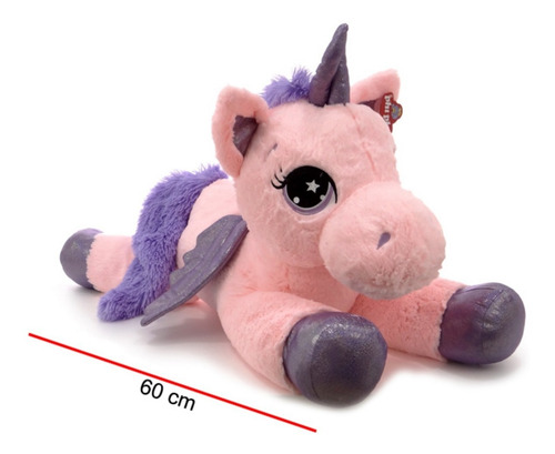 Imagen 3 de 6 de Unicornio Echado Con Alas Peluche 60cm Phi Phi Toys La Plata