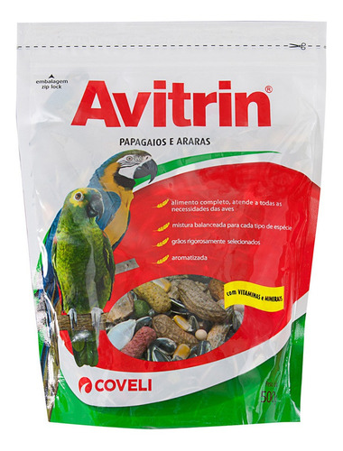 Alimento Avitrim Coveli Para Papagaios E Araras - 500g - 1 U