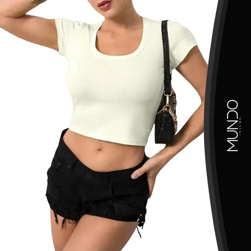 Poleras crop mujer sale