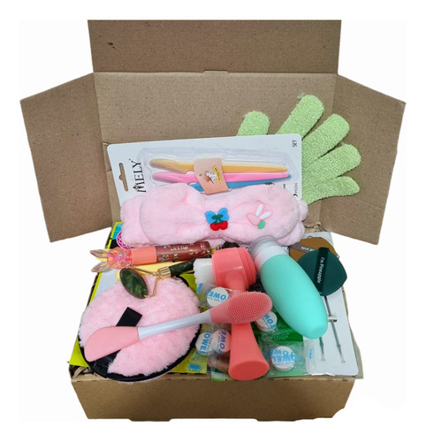 Set Regalo Skincare Completo En Caja Vincha Macarillas Gloss